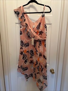 a new day Pink Floral Ruffle Summer Dress